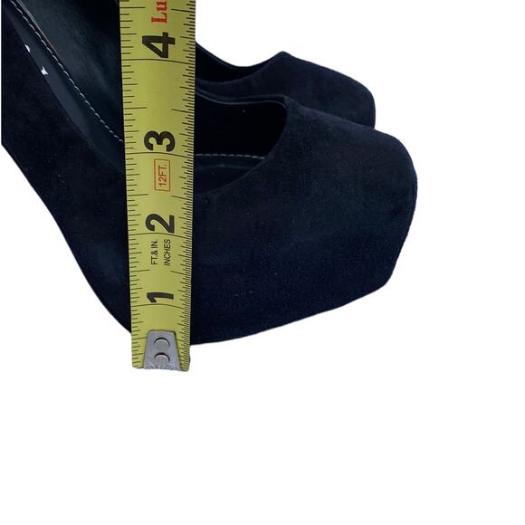 Aperlai Geisha Doll Black Suede Leather Square Toe Platform Heeled Pump Size 38 - Picture 6 of 12